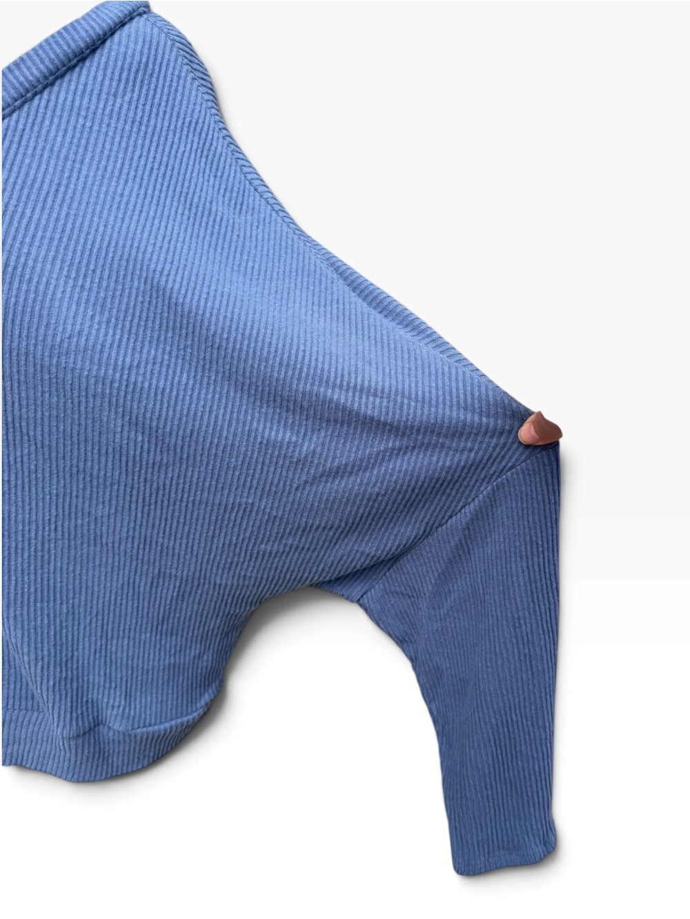 Auden Blue Ribbed V-Neck Sleep Top XXL Oversized Lounge Shirt - Picture 4 of 8